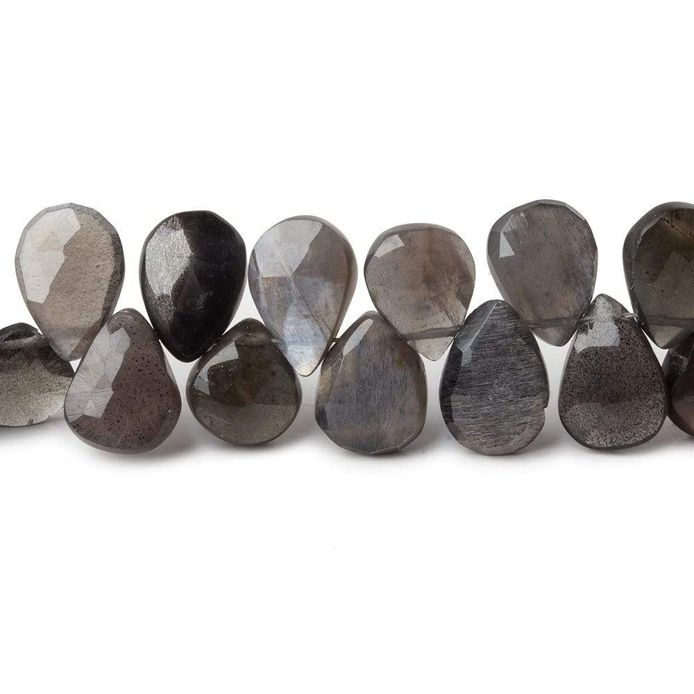 9x7-11x7mm Platinum Grey Moonstone faceted pears 8 inch 49 beads (ONLINE ORDER ONLY)