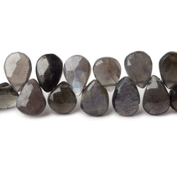 9x7-11x7mm Platinum Grey Moonstone faceted pears 8 inch 49 beads (ONLINE ORDER ONLY)
