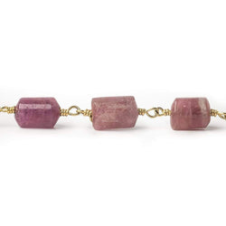 9x7-11x7mm Rubelite Tourmaline Plain Cylinder Tube Vermeil Chain by the foot 18 pieces (ONLINE ORDER ONLY)