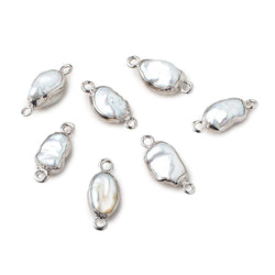 9x7-11x7mm Silver Leafed White Keshi Freshwater Pearl connector 1 piece (ONLINE ORDER ONLY)