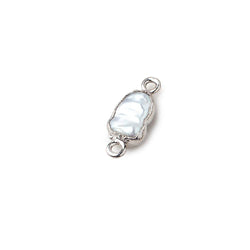 9x7-11x7mm Silver Leafed White Keshi Freshwater Pearl connector 1 piece (ONLINE ORDER ONLY)