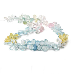 9x7-11x8mm Aquamarine & Multi Beryl faceted pear beads 18 inch 140 beads AA (ONLINE ORDER ONLY)