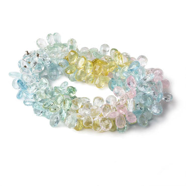 9x7-11x8mm Aquamarine & Multi Beryl faceted pear beads 18 inch 140 beads AA (ONLINE ORDER ONLY)