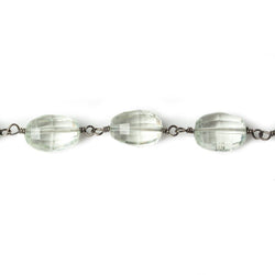 9x7-11x8mm Prasiolite faceted oval Black Gold .925 Chain by the foot 21 beads (ONLINE ORDER ONLY)