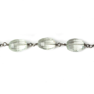 9x7-11x8mm Prasiolite faceted oval Black Gold .925 Chain by the foot 21 beads (ONLINE ORDER ONLY)