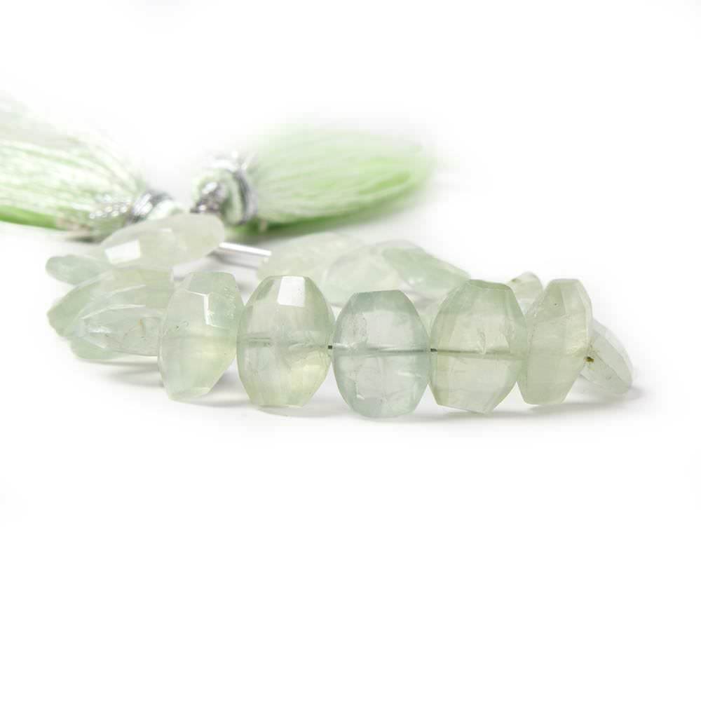 9x7-11x8mm Prehnite side drilled Faceted Cushion Beads 6 inch 18 pieces (ONLINE ORDER ONLY)