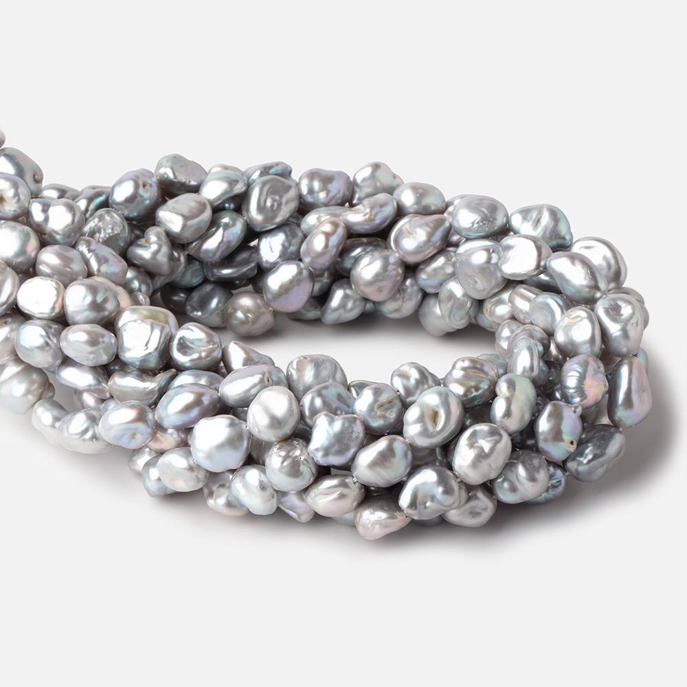 9x7-11x8mm Silver Keshi Straight Drilled Freshwater Pearls 16 inch 36 Beads (ONLINE ORDER ONLY)
