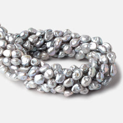 9x7-11x8mm Silver Keshi Straight Drilled Freshwater Pearls 16 inch 36 Beads (ONLINE ORDER ONLY)