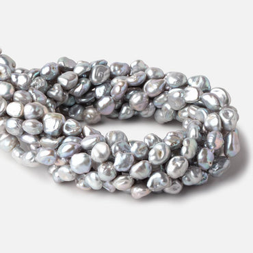 9x7-11x8mm Silver Keshi Straight Drilled Freshwater Pearls 16 inch 36 Beads (ONLINE ORDER ONLY)