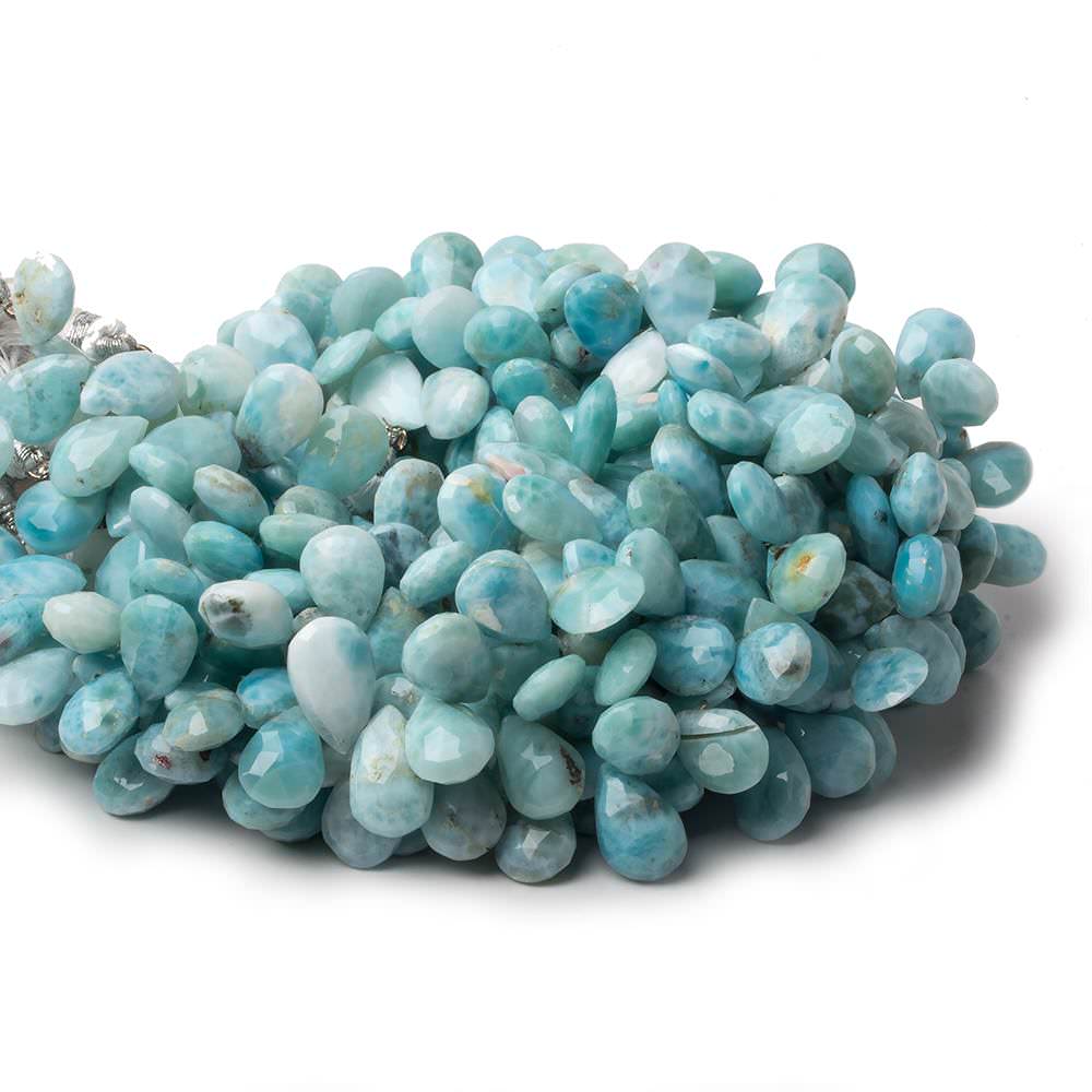 6x9mm Larimar faceted pear briolette beads 8 inch 49 pieces A (ONLINE ORDER ONLY)
