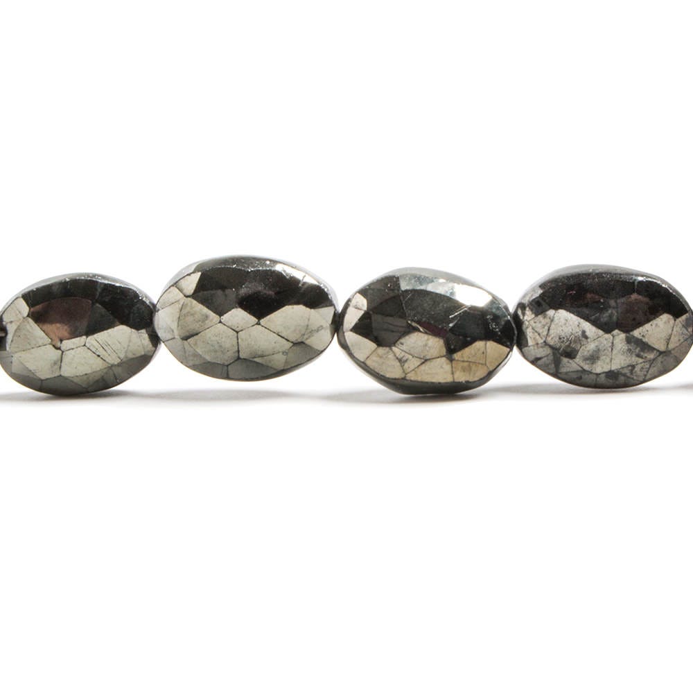 9x7 - 12x8mm Platinum Metallic Black Spinel Faceted Oval Beads 8 inch 18 pieces (ONLINE ORDER ONLY)