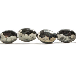 9x7 - 12x8mm Platinum Metallic Black Spinel Faceted Oval Beads 8 inch 18 pieces (ONLINE ORDER ONLY)