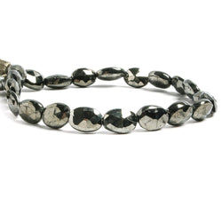 9x7 - 12x8mm Platinum Metallic Black Spinel Faceted Oval Beads 8 inch 18 pieces (ONLINE ORDER ONLY)