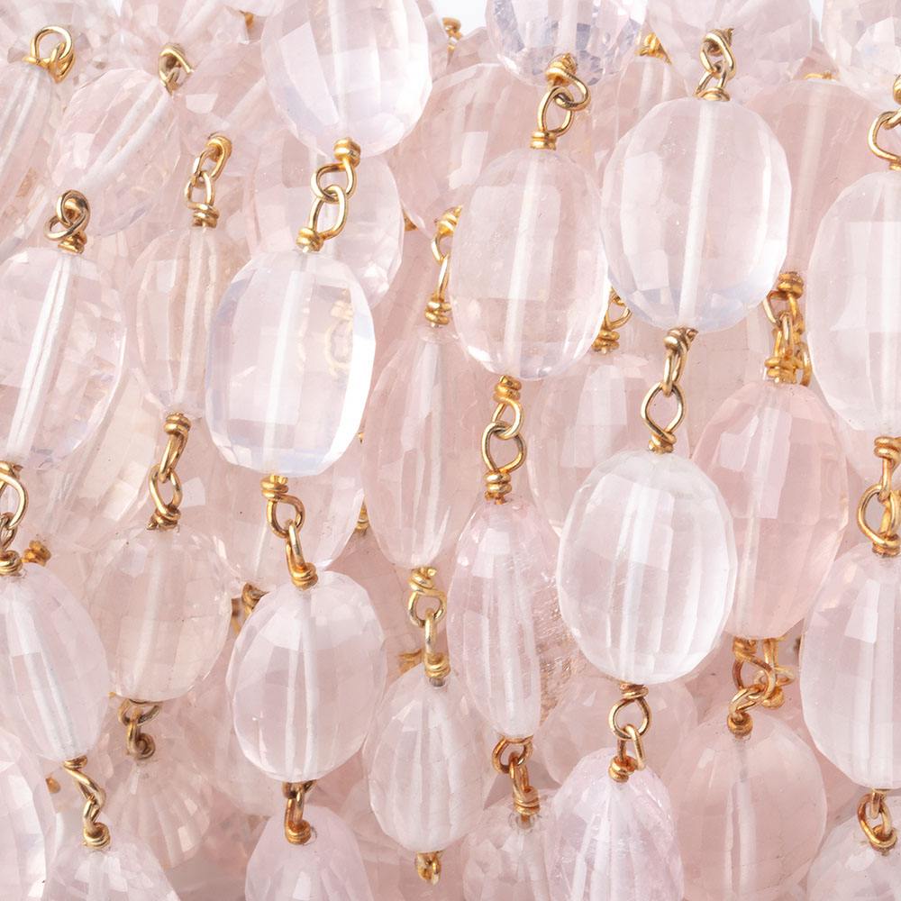 9x7-12x8mm Rose Quartz Faceted Oval Beads on Vermeil Chain (ONLINE ORDER ONLY)
