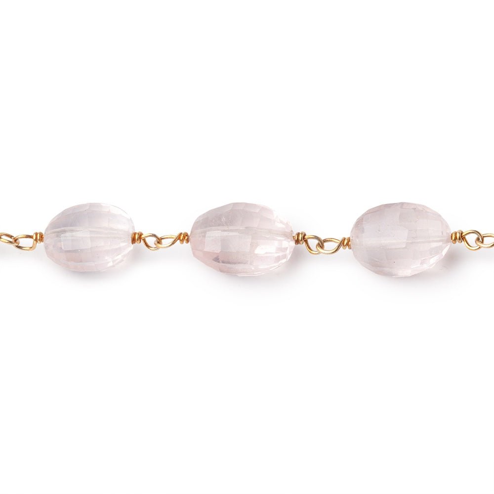 9x7-12x8mm Rose Quartz Faceted Oval Beads on Vermeil Chain (ONLINE ORDER ONLY)