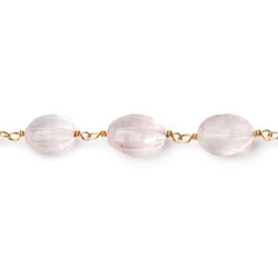 9x7-12x8mm Rose Quartz Faceted Oval Beads on Vermeil Chain (ONLINE ORDER ONLY)