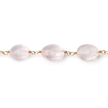 9x7-12x8mm Rose Quartz Faceted Oval Beads on Vermeil Chain (ONLINE ORDER ONLY)