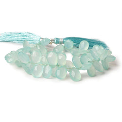 9x7-12x8mm Seafoam Green Chalcedony faceted pears 7.5 inch 63 beads AAA (ONLINE ORDER ONLY)