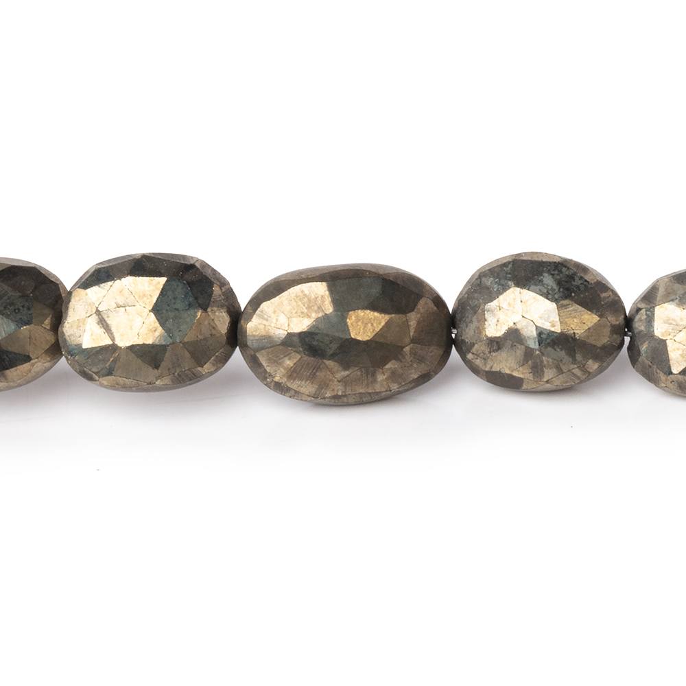 9x7-12x9mm Pyrite Straight Drilled Faceted Oval 8 inch 18 Beads (ONLINE ORDER ONLY)
