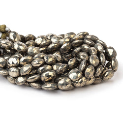 9x7-12x9mm Pyrite Straight Drilled Faceted Oval 8 inch 18 Beads (ONLINE ORDER ONLY)