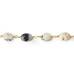 9x7-13x8mm Dendritic Opal faceted oval Gold Chain by the foot 17 pieces (ONLINE ORDER ONLY)