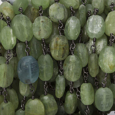 9x7-13x9mm Matte Kyanite plain oval Black Gold Chain by the foot 18 pieces (ONLINE ORDER ONLY)