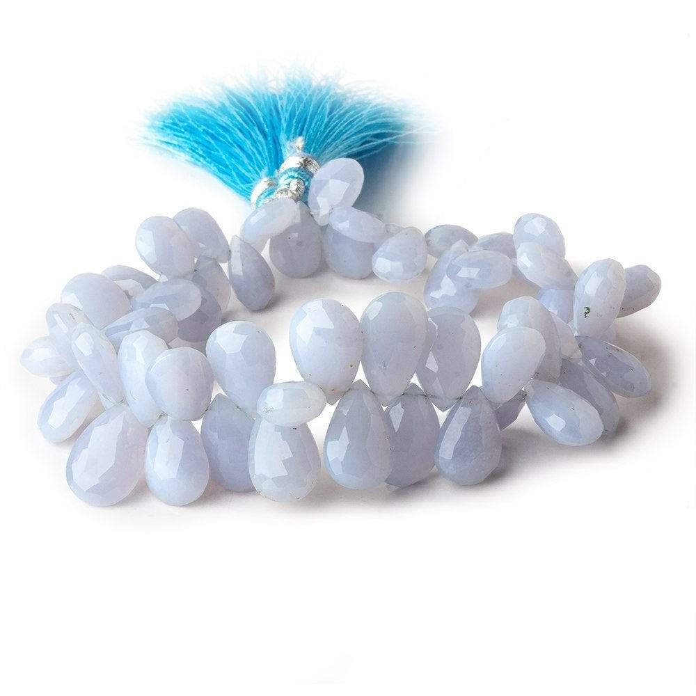 9x7-13x9mm Violetish Blue Chalcedony Faceted Pear Beads 8 inch 60 pieces (ONLINE ORDER ONLY)