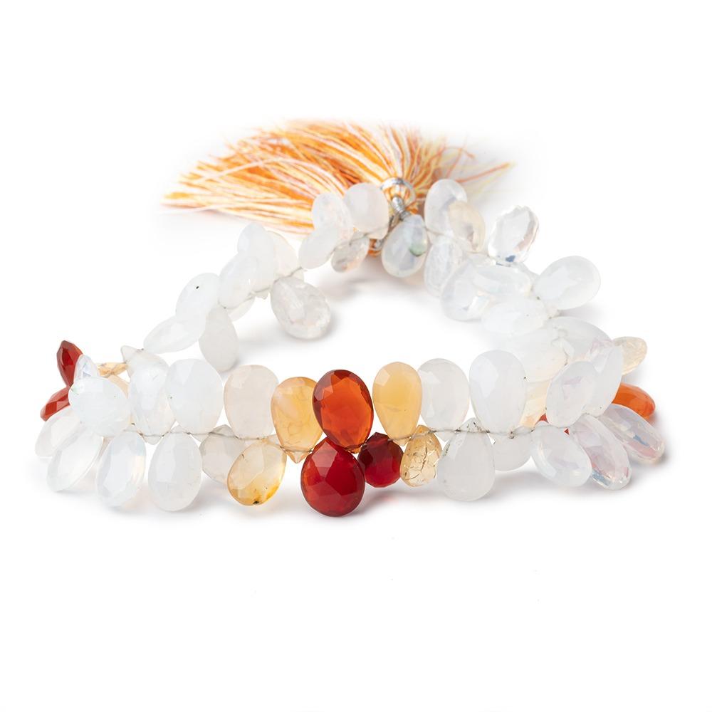 9x7-14x6mm Multi Color Fire Opal Faceted Pear Beads 9.25 inch 64 pieces (ONLINE ORDER ONLY)