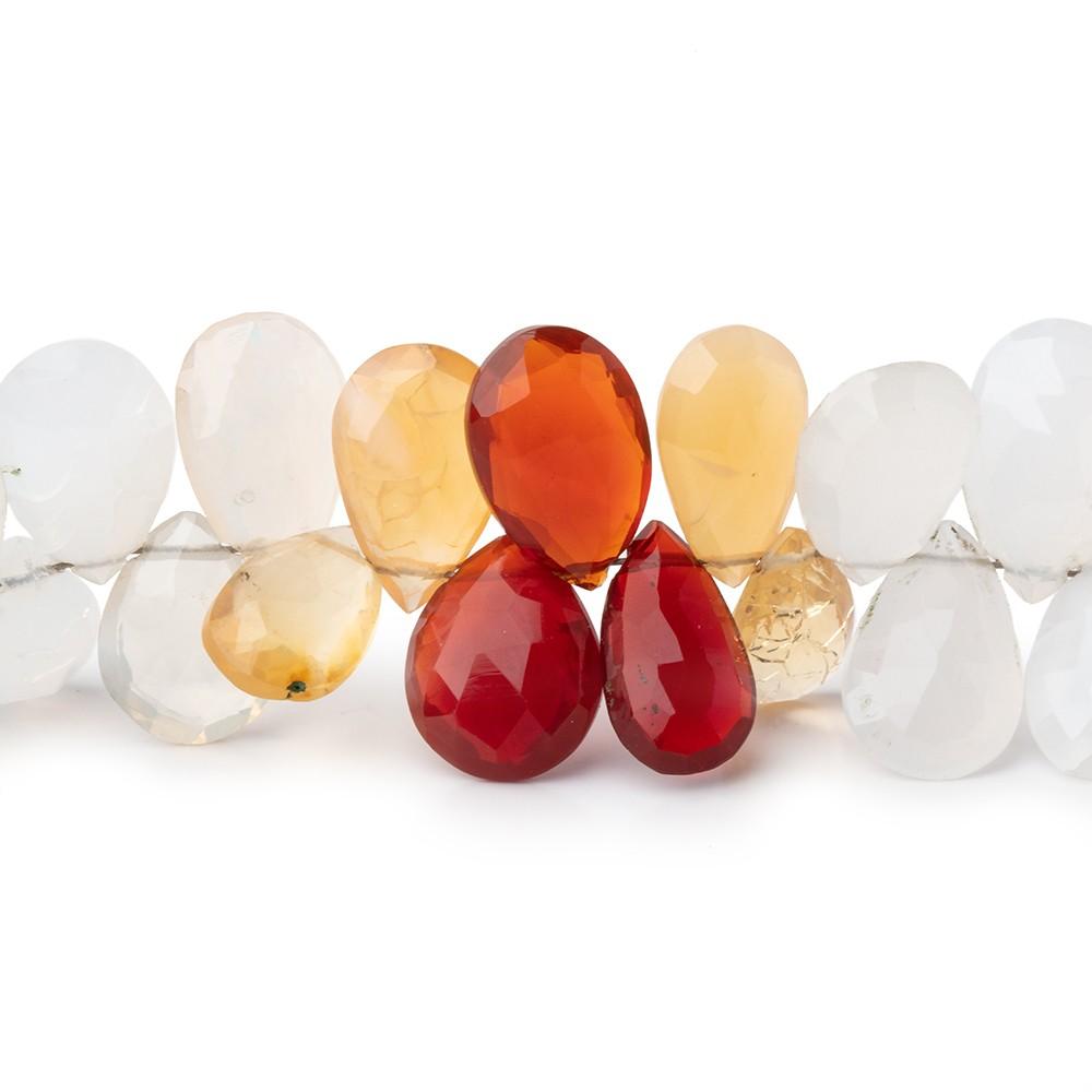 9x7-14x6mm Multi Color Fire Opal Faceted Pear Beads 9.25 inch 64 pieces (ONLINE ORDER ONLY)