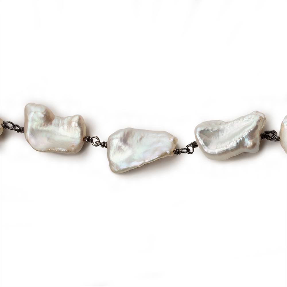 9x7-15x11mm Cream Keshi Pearl Black Gold .925 Silver Chain (ONLINE ORDER ONLY)