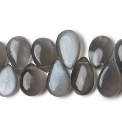 9x7-15x7mm Platinum Grey Moonstone Plain Pear Beads 8 inch 47 pieces (ONLINE ORDER ONLY)