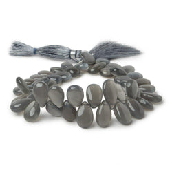 9x7-15x7mm Platinum Grey Moonstone Plain Pear Beads 8 inch 47 pieces (ONLINE ORDER ONLY)