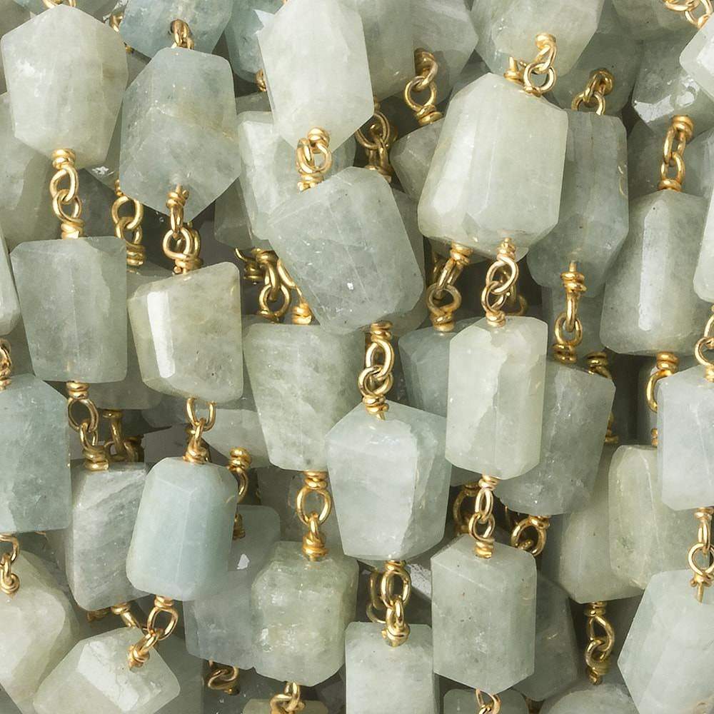 9x7mm Aquamarine faceted nugget Vermeil Chain by the foot 22 pieces (ONLINE ORDER ONLY)