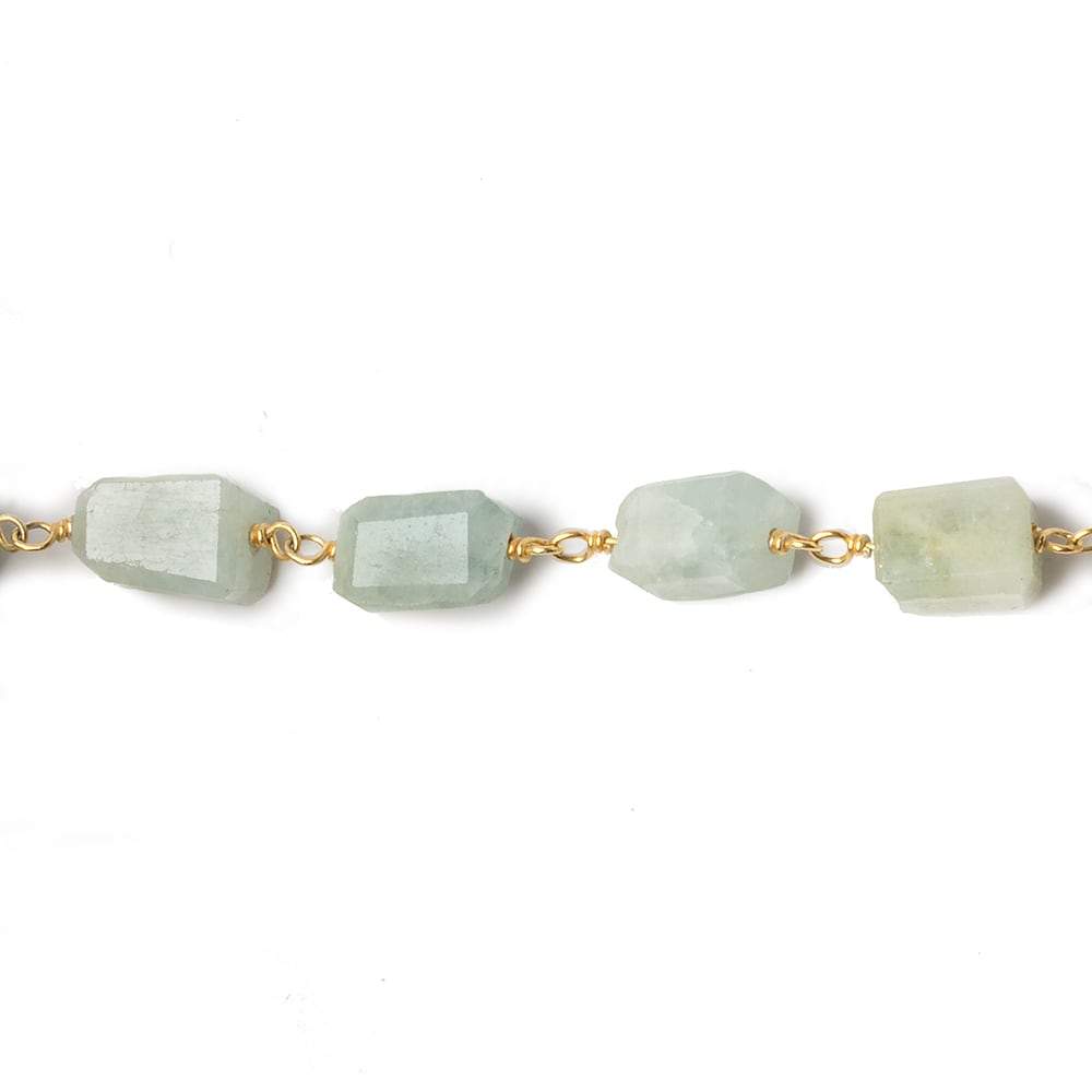 9x7mm Aquamarine faceted nugget Vermeil Chain by the foot 22 pieces (ONLINE ORDER ONLY)