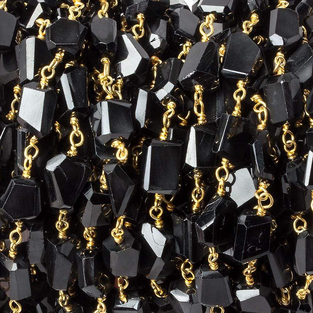9x7mm Black Spinel faceted nugget Vermeil Chain by the foot 22 pieces (ONLINE ORDER ONLY)