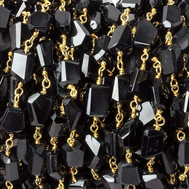 9x7mm Black Spinel faceted nugget Vermeil Chain by the foot 22 pieces (ONLINE ORDER ONLY)
