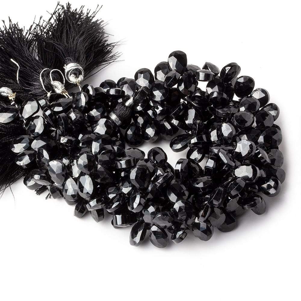 9x7mm Black Spinel Faceted Pears 8 inch 65 beads (ONLINE ORDER ONLY)