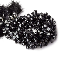 9x7mm Black Spinel Faceted Pears 8 inch 65 beads (ONLINE ORDER ONLY)