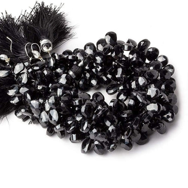 9x7mm Black Spinel Faceted Pears 8 inch 65 beads (ONLINE ORDER ONLY)