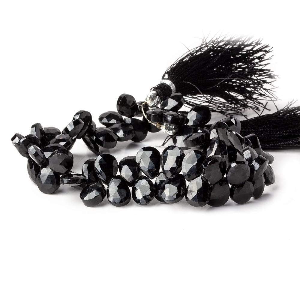 9x7mm Black Spinel Faceted Pears 8 inch 65 beads (ONLINE ORDER ONLY)