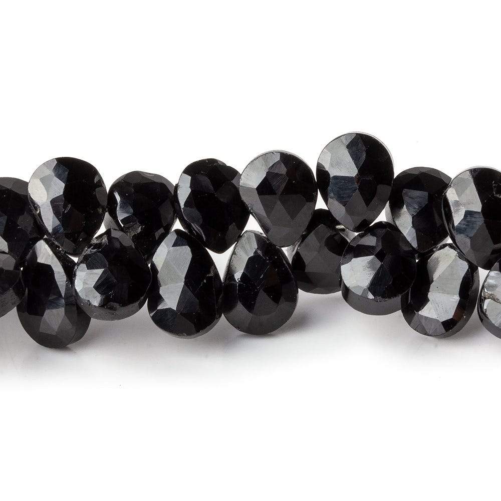 9x7mm Black Spinel Faceted Pears 8 inch 65 beads (ONLINE ORDER ONLY)