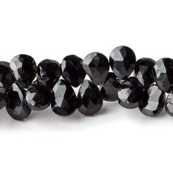 9x7mm Black Spinel Faceted Pears 8 inch 65 beads (ONLINE ORDER ONLY)