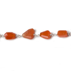 9x7mm Carnelian faceted nugget .925 Silver Chain by the foot 22 pieces (ONLINE ORDER ONLY)