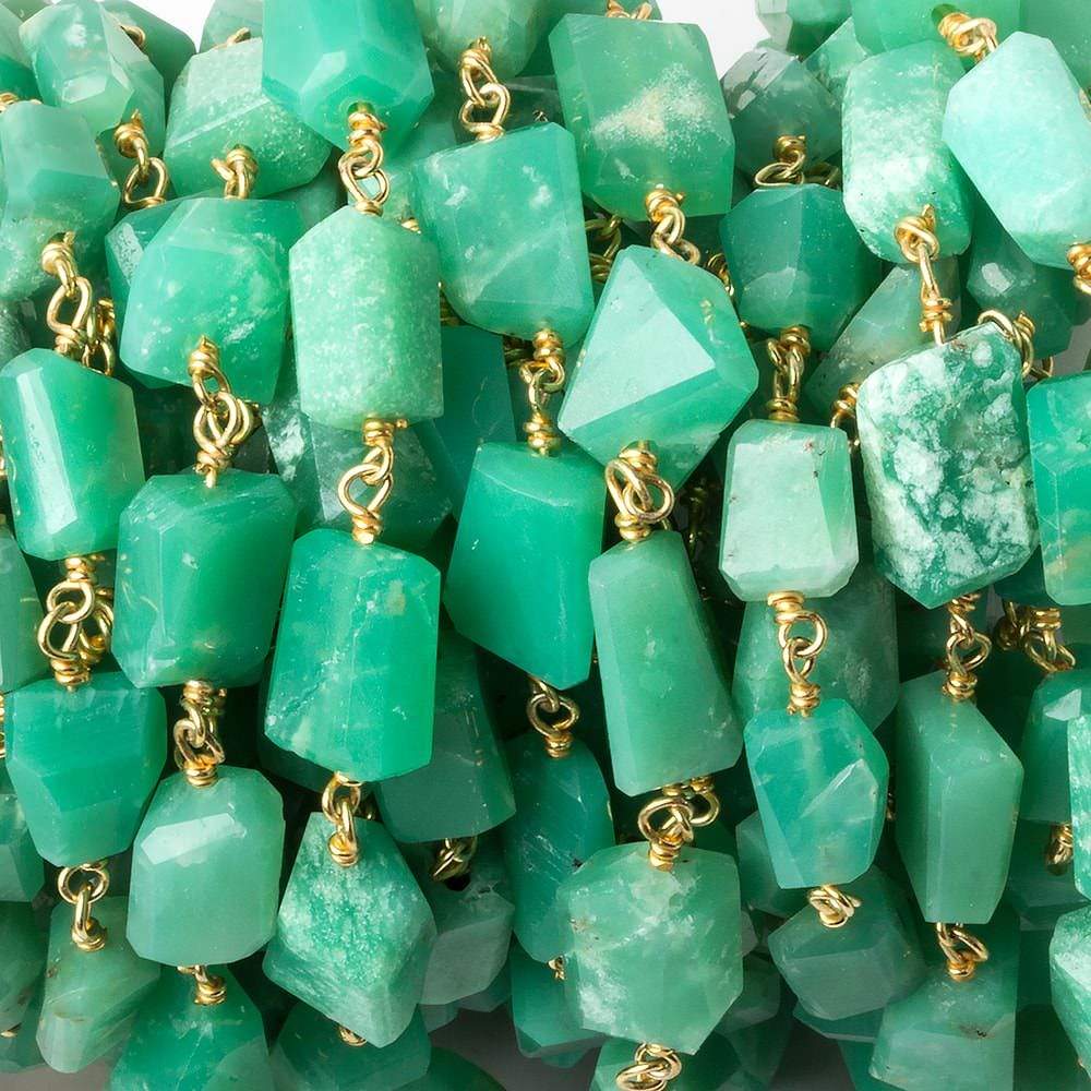 9x7mm Chrysoprase faceted nugget Vermeil Chain by the foot 22 pieces (ONLINE ORDER ONLY)