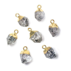 9x7mm Gold Leafed Herkimer Diamond Crystal Quartz Focal Pendant 1 piece (ONLINE ORDER ONLY)