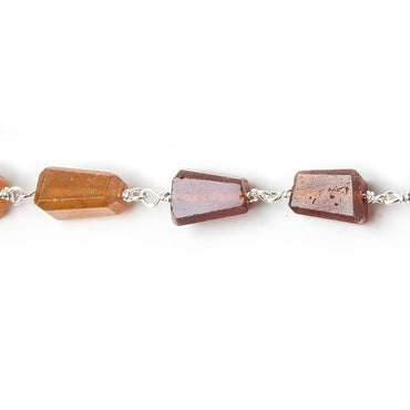 9x7mm Hessonite Garnet faceted nugget .925 Silver Chain by the foot 22 pieces (ONLINE ORDER ONLY)