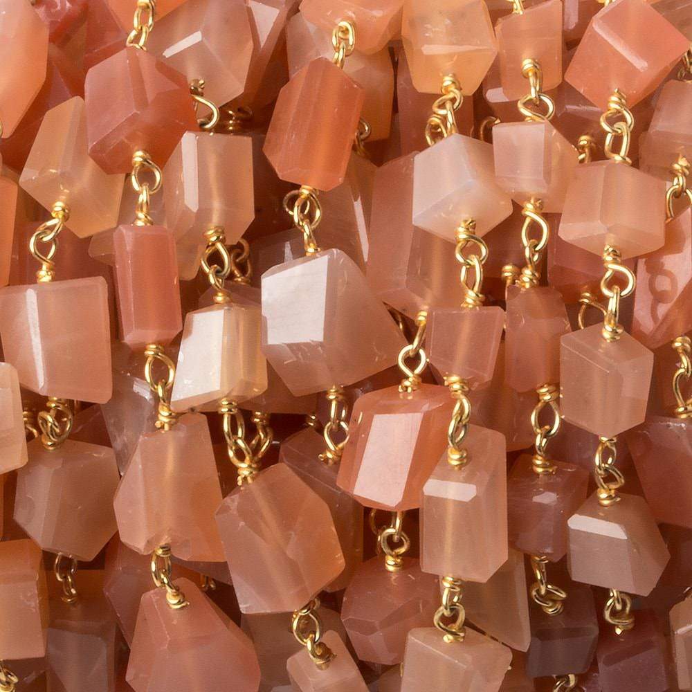 9x7mm Peach Moonstone faceted nugget Vermeil Chain by the foot 22 pieces (ONLINE ORDER ONLY)