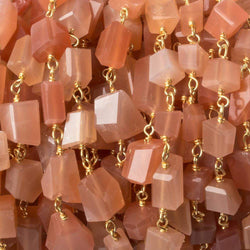 9x7mm Peach Moonstone faceted nugget Vermeil Chain by the foot 22 pieces (ONLINE ORDER ONLY)