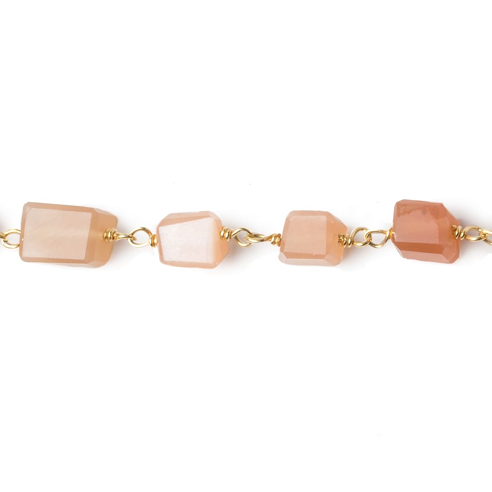 9x7mm Peach Moonstone faceted nugget Vermeil Chain by the foot 22 pieces (ONLINE ORDER ONLY)