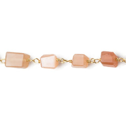9x7mm Peach Moonstone faceted nugget Vermeil Chain by the foot 22 pieces (ONLINE ORDER ONLY)
